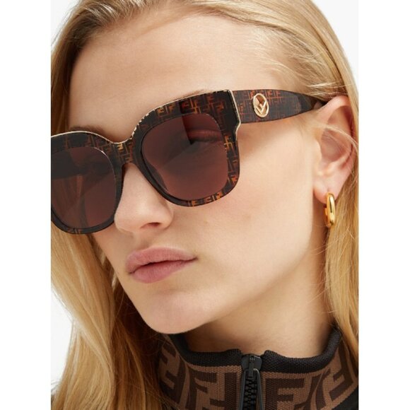 NEW Fendi F is FENDI Havana Cat Eye Square Sunglasses main image 16